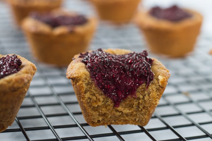Older photo of peanut butter and chia jam cookie cups.