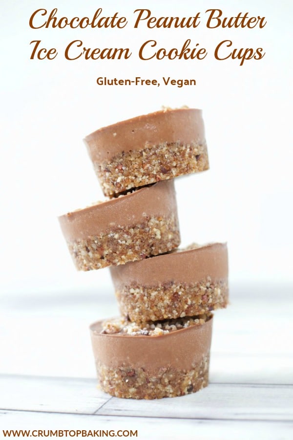 Pinterest image for Chocolate Peanut Butter Ice Cream Cookie Cups