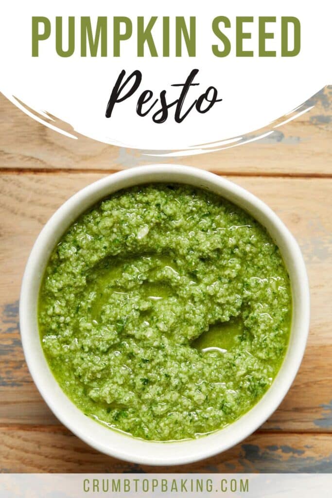 Pinterest image for pumpkin seed pesto.