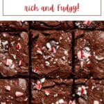 Pinterest image for peppermint mocha brownies.