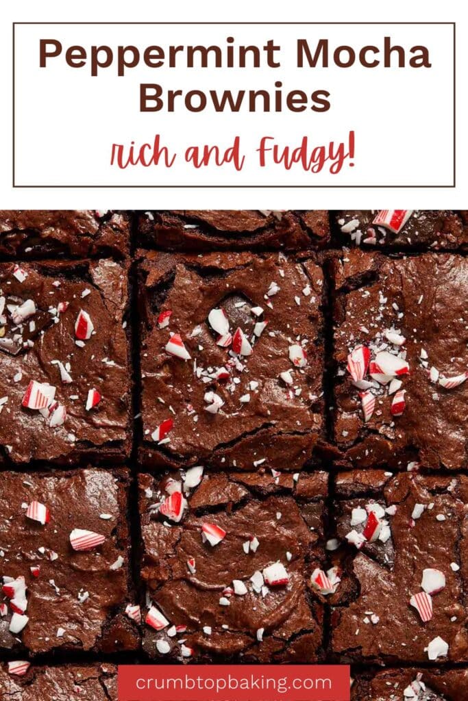 Pinterest image for peppermint mocha brownies.