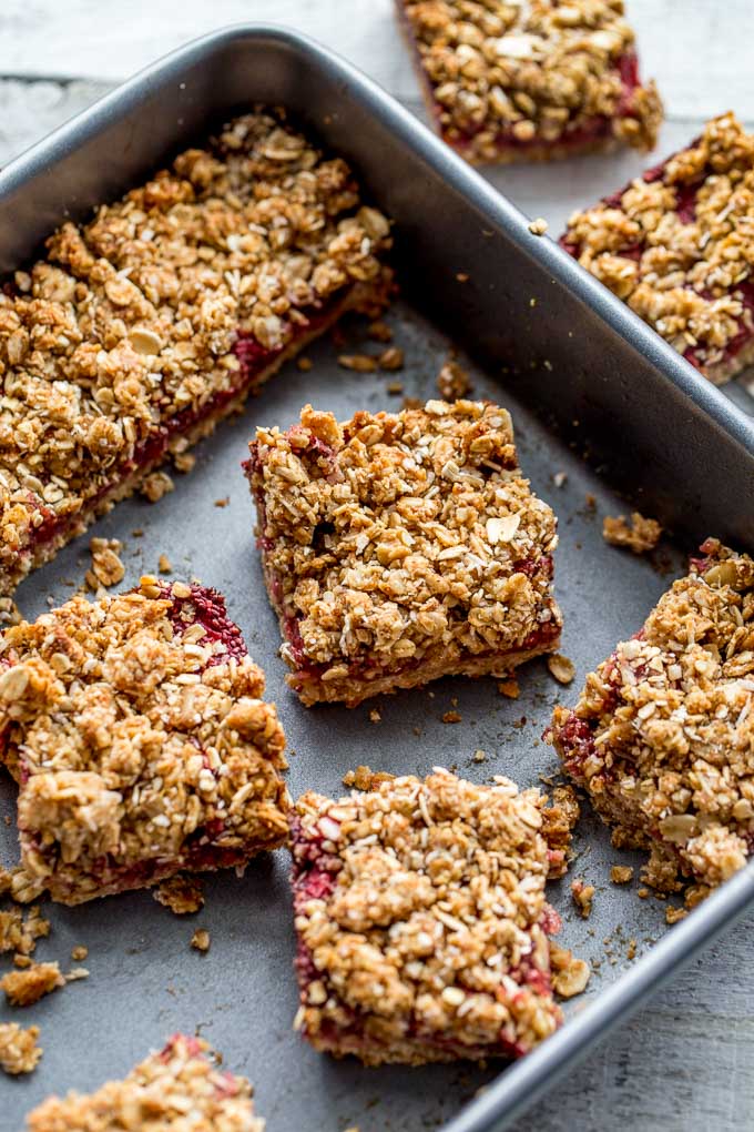 Strawberry Chia Jam Oat Bars Crumb Top Baking