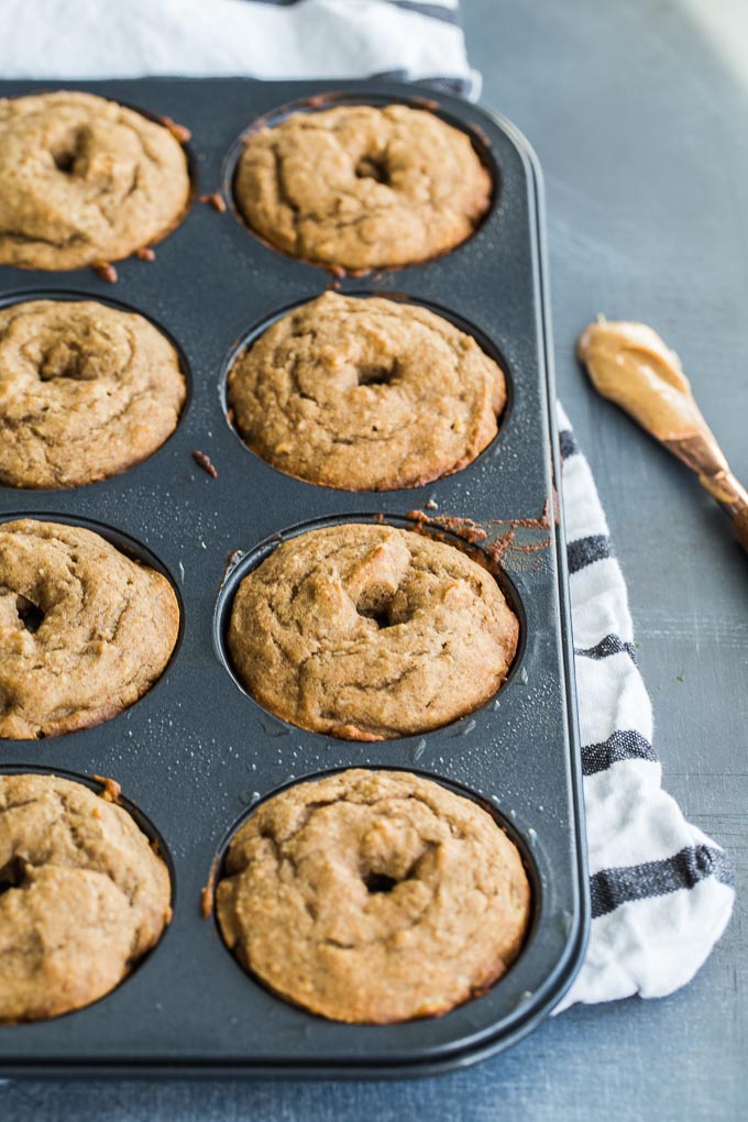 Peanut Butter Banana Protein Donuts Crumb Top Baking