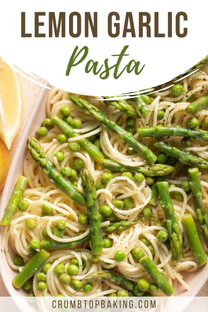 Pinterest image for lemon garlic pasta.