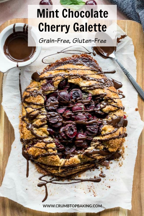 Pinterest image for Mint Chocolate Cherry Galette.