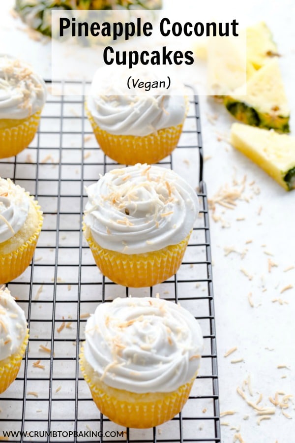 Pinterest image for Pineapple Coconut Cupcakes.