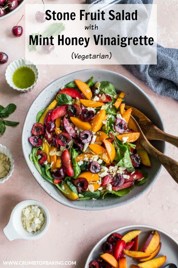 Pinterest image for Stone Fruit Salad with Mint Honey Vinaigrette.