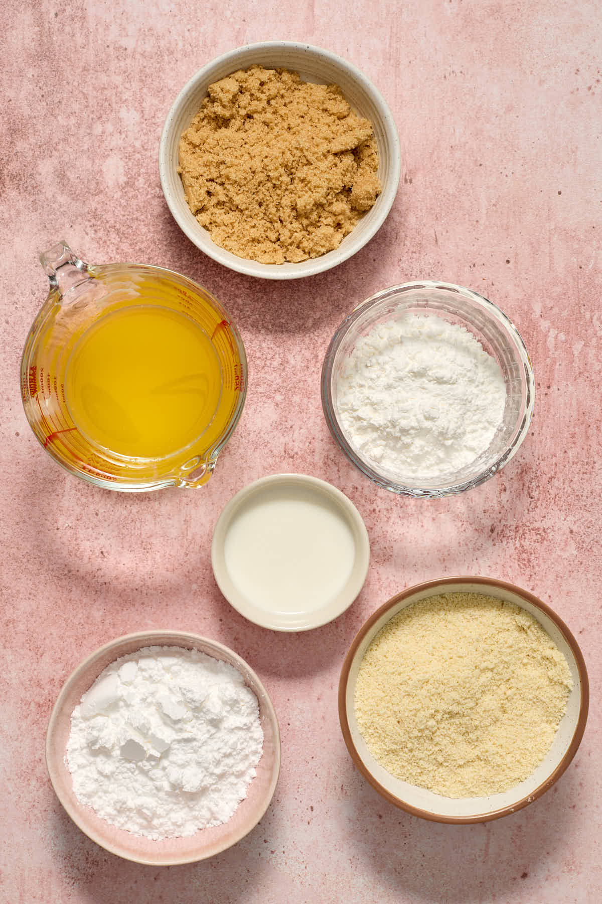 Ingredients for the crumb topping and powdered sugar glaze.