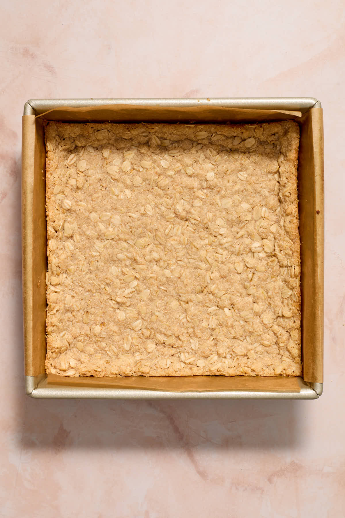 Crust baked in the square pan.