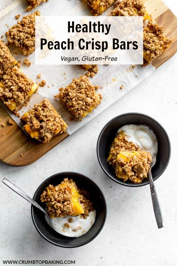 Pin image for Healthy Peach Crisp Bars.
