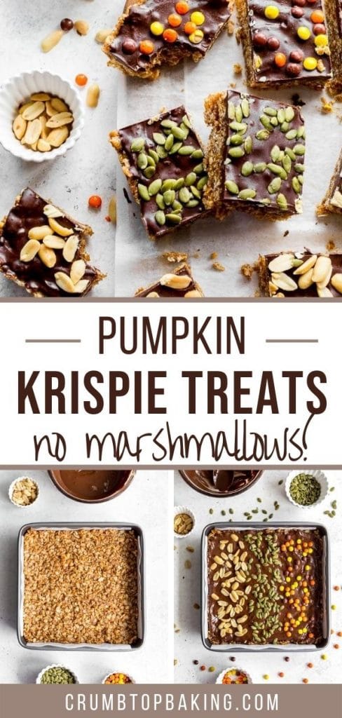 Pinterest image for Pumpkin Spice Rice Krispie Treats - long pin.