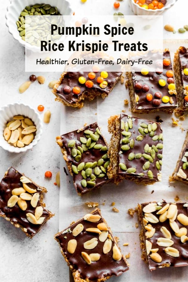 Pinterest image for Pumpkin Spice Rice Krispie Treats.