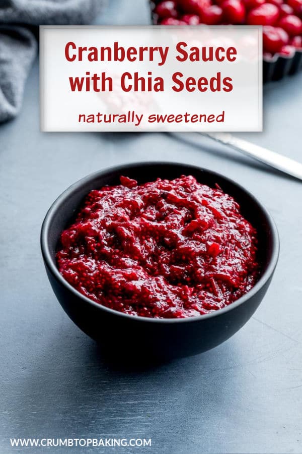 Pin image for Cranberry Sauce with chia seeds.