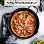 Pinterest image for Homemade Healthy Pizza and tips to make pizza healthier.