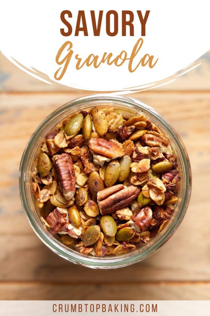 Pinterest image for savory granola.