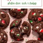 Pinterest image for almond flour double chocolate peppermint cookies.