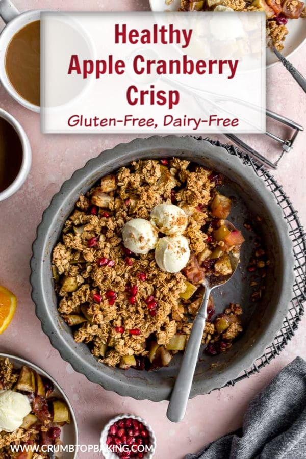Pinterest image for Healthy Apple Cranberry Crisp.