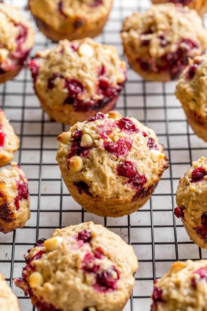 Up-close view of a partridgeberry muffin.