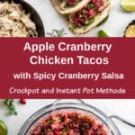 Pinterest image for Apple Cranberry Chicken Tacos - long pin.