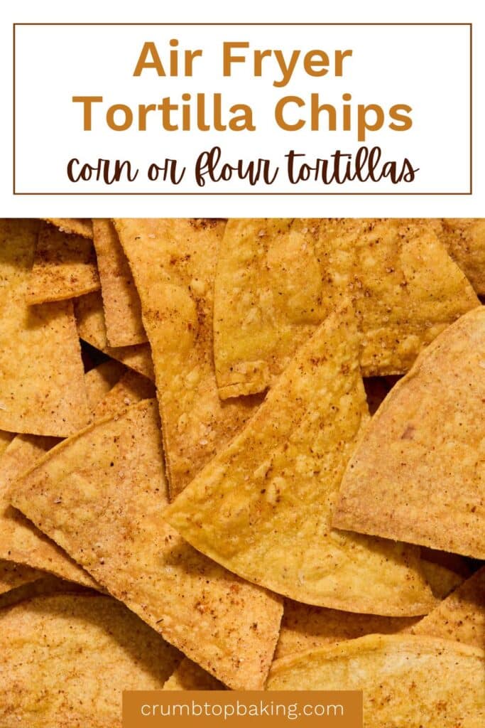 Pinterest image for air fryer tortilla chips.
