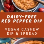 Pinterest image for Roasted Red Pepper Cashew Dip - long pin 2.