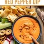 Pinterest image for roasted red pepper dip.