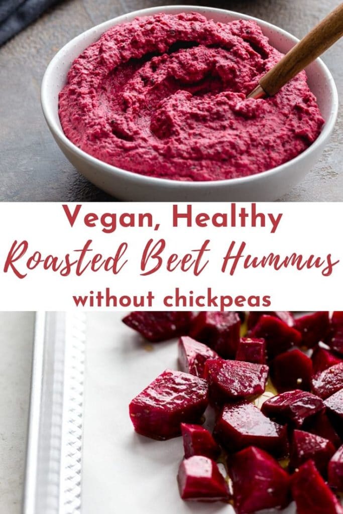 Pinterest image for Roasted Beet Hummus - collage pin.