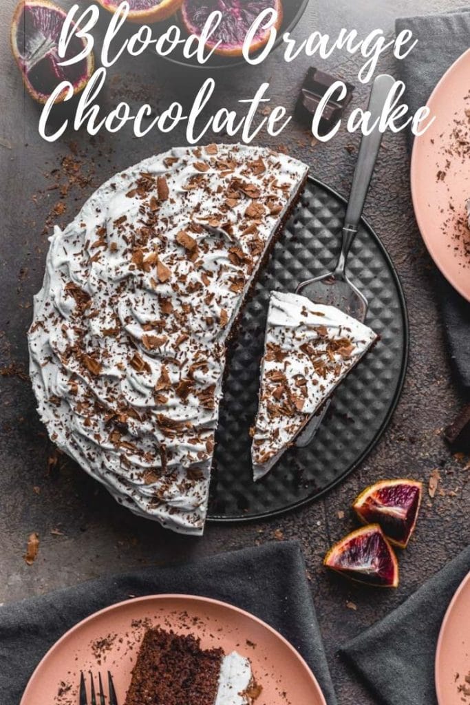 Pinterest image for blood orange chocolate cake - short pin.