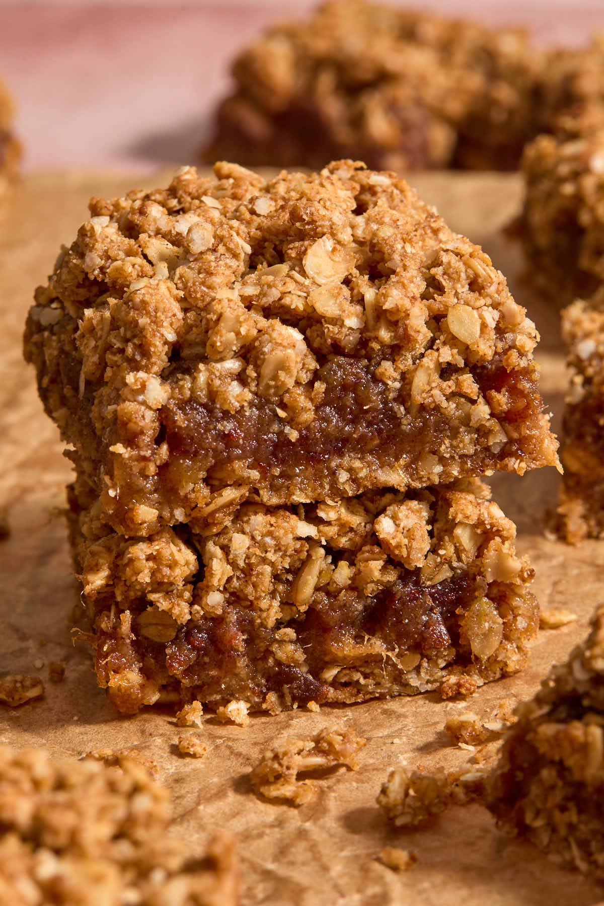 Stack of date squares.