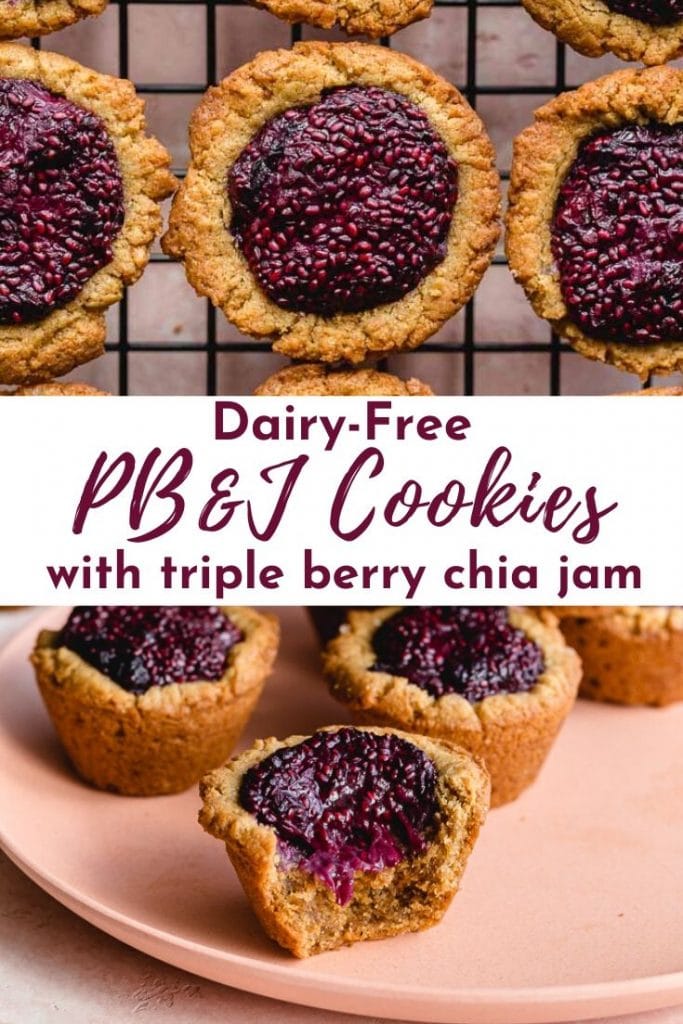 Pinterest image for peanut butter and jam cookies - pin 4.