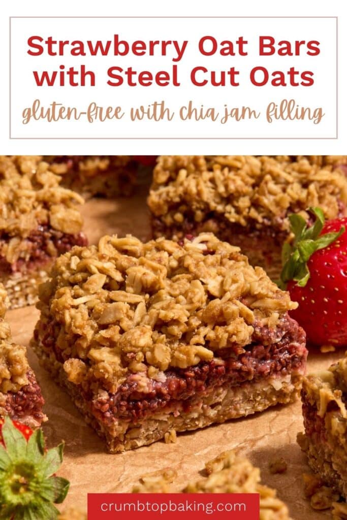 Pinterest image for strawberry oat bars - short pin.