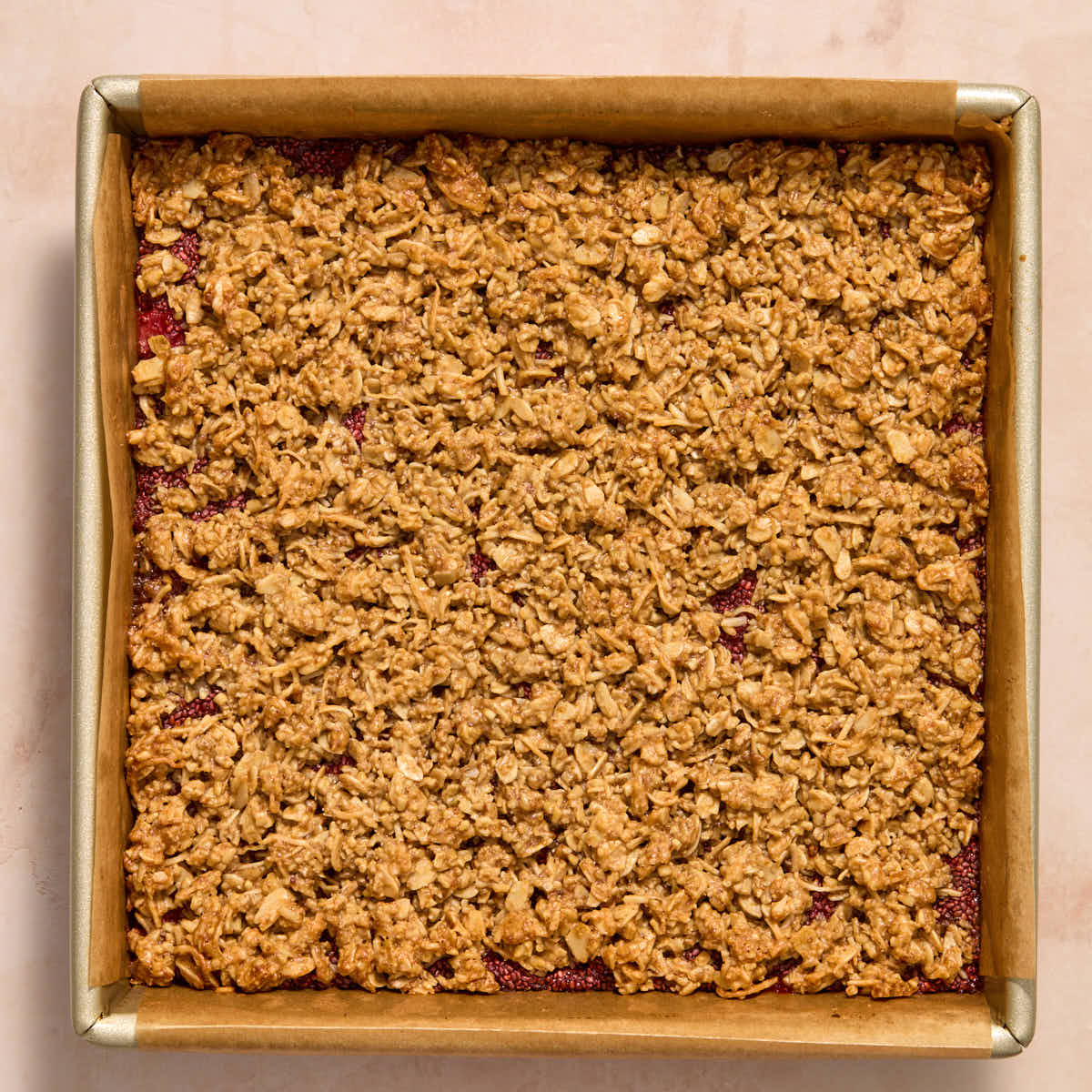 Baked bars in pan.