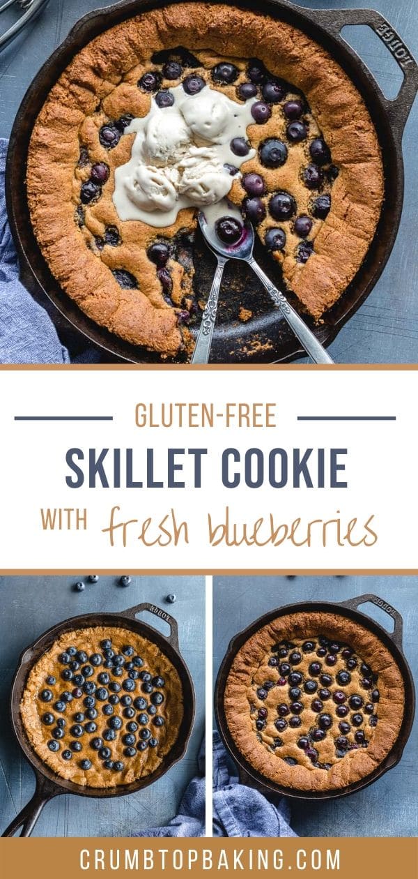 Pinterest image for Blueberry Skillet Cookie - long pin.