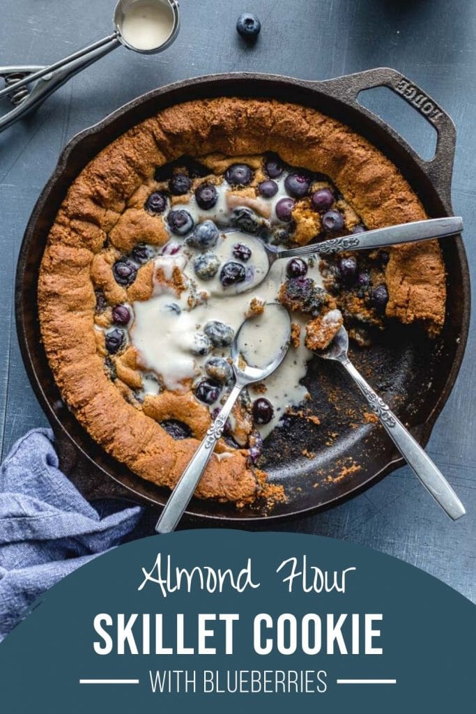 Pinterest image for Blueberry Skillet Cookie - short pin.