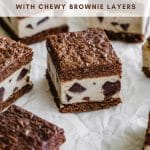 Pinterest image for Peanut Butter Brownie Ice Cream Sandwiches - pin 1.