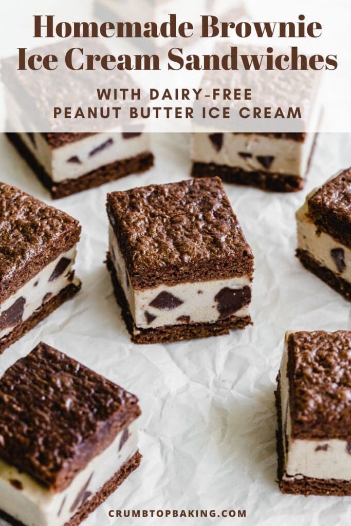 Pinterest image for Peanut Butter Brownie Ice Cream Sandwiches - pin 2.