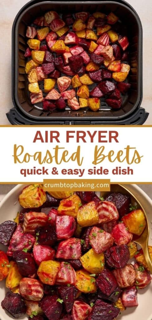 Pinterest image for air fryer beets - quick and easy side dish.