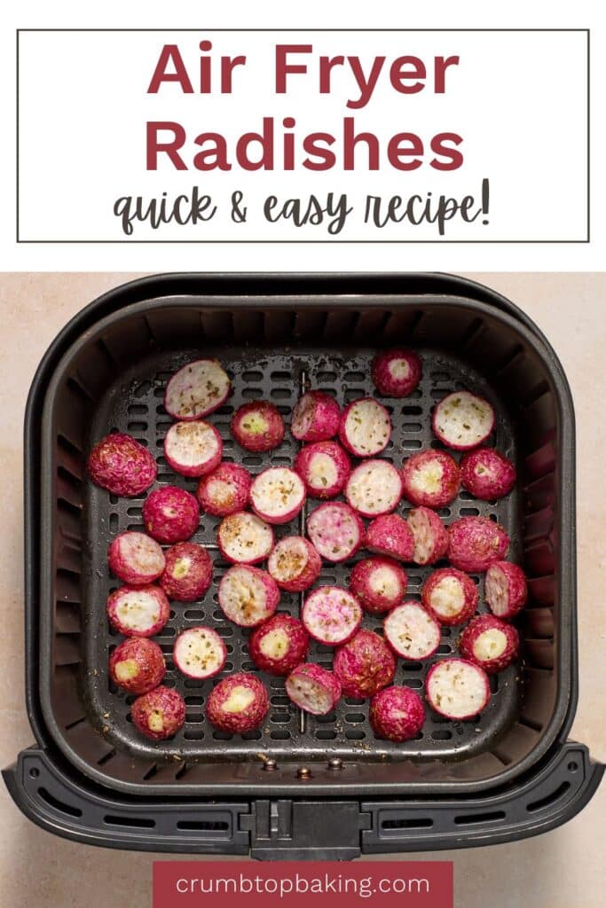 Pinterest image for air fryer radishes.