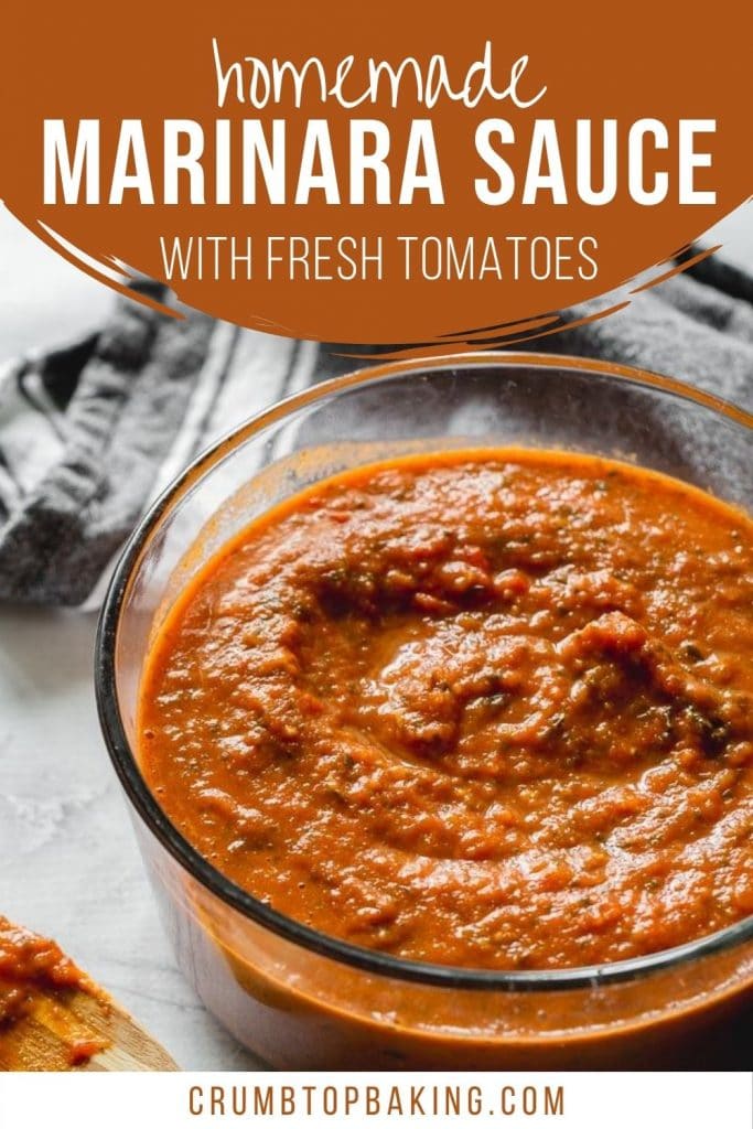Pinterest image for Homemade Marinara Sauce - short pin 1.