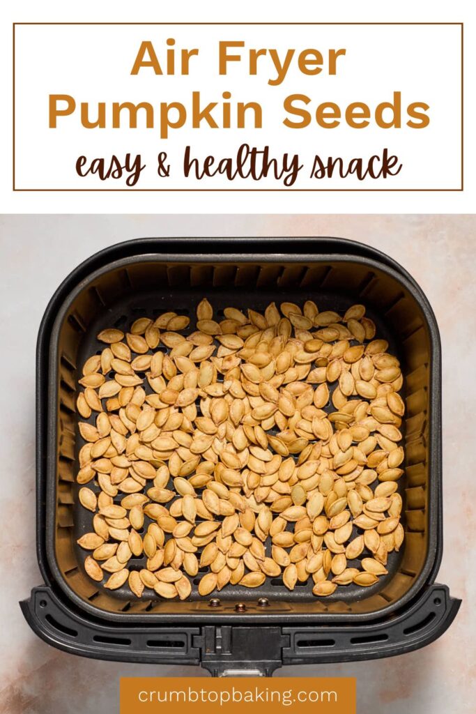 Pinterest image for air fryer pumpkin seeds.
