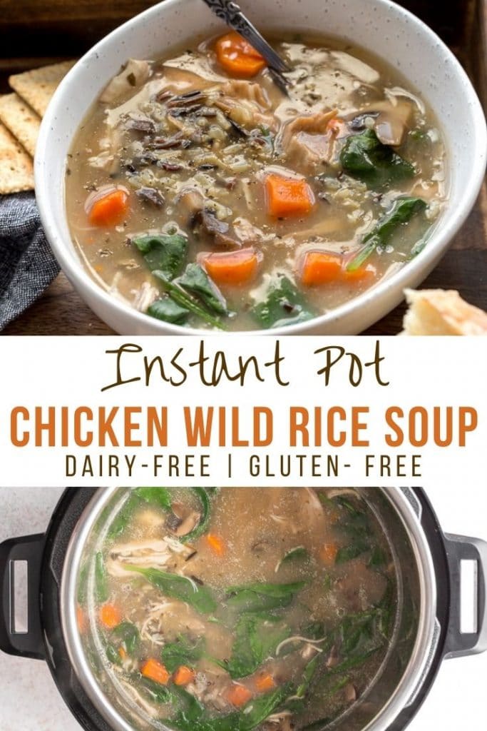 Pinterest image for Instant Pot Chicken Wild Rice Soup - short pin.