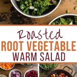 Pinterest image for roasted root vegetable warm salad - long pin.