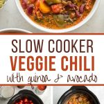 Pinterest image for slow cooker veggie chili - long pin.