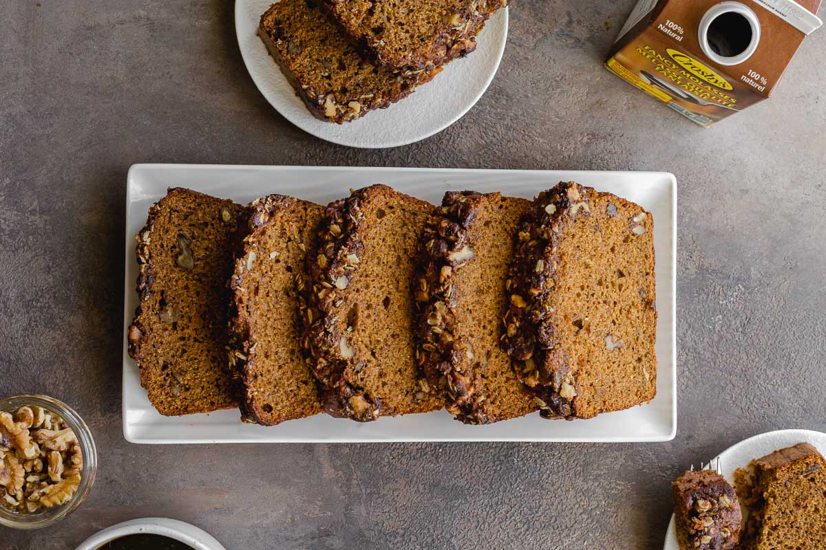 Walnut Banana Bread with Molasses Crumb Top Baking