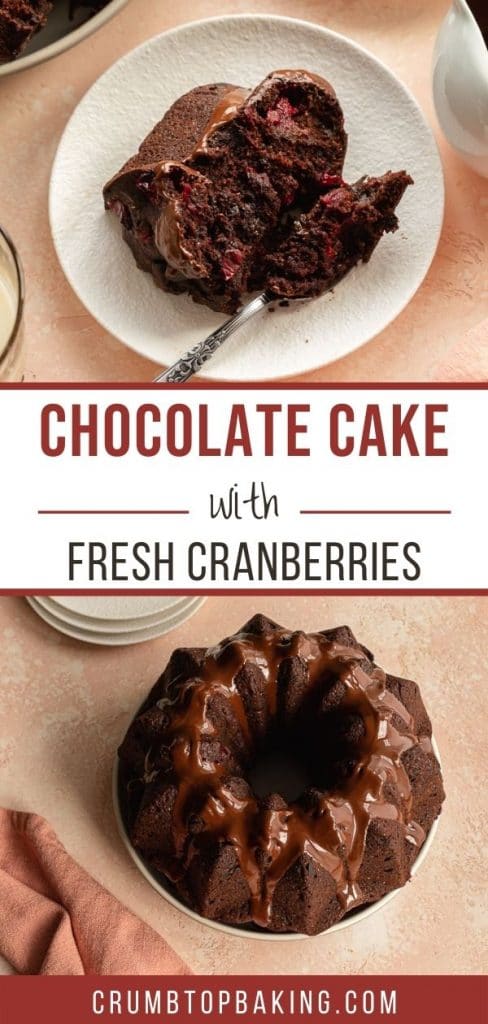 Pinterest image for Chocolate Cranberry Cake - long pin 1.