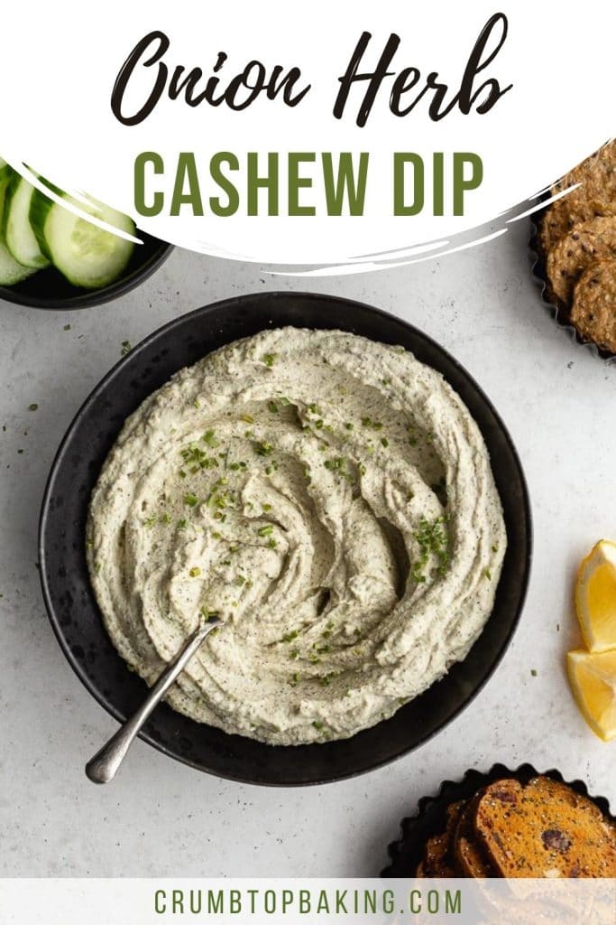 Pinterest image for Onion Herb Cashew Dip - pin 1.