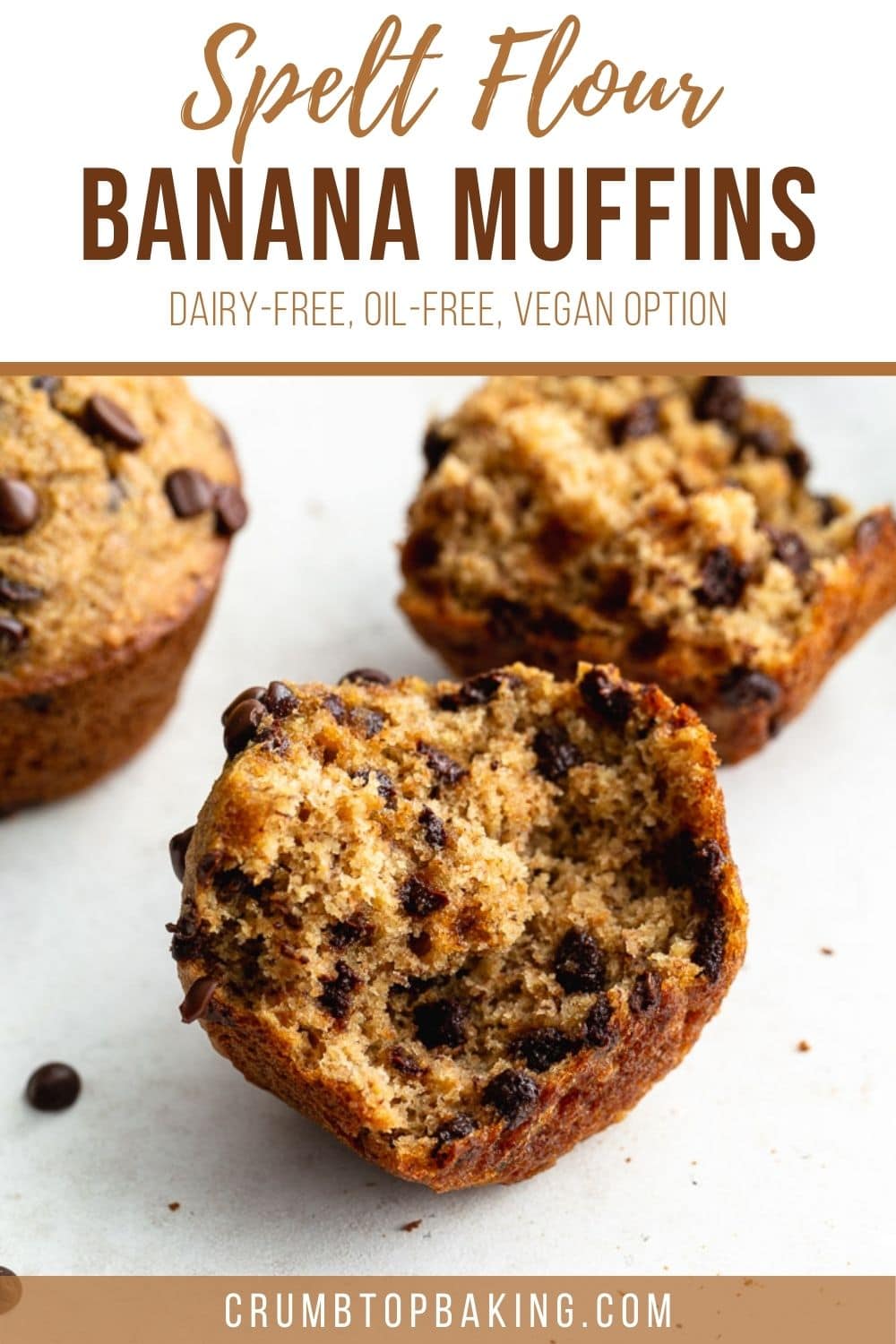 Spelt Banana Muffins (DairyFree + Naturally Sweetened) Crumb Top Baking