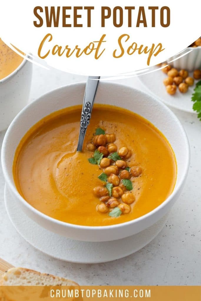 Pinterest image for Sweet Potato Carrot Soup - Pin 1.