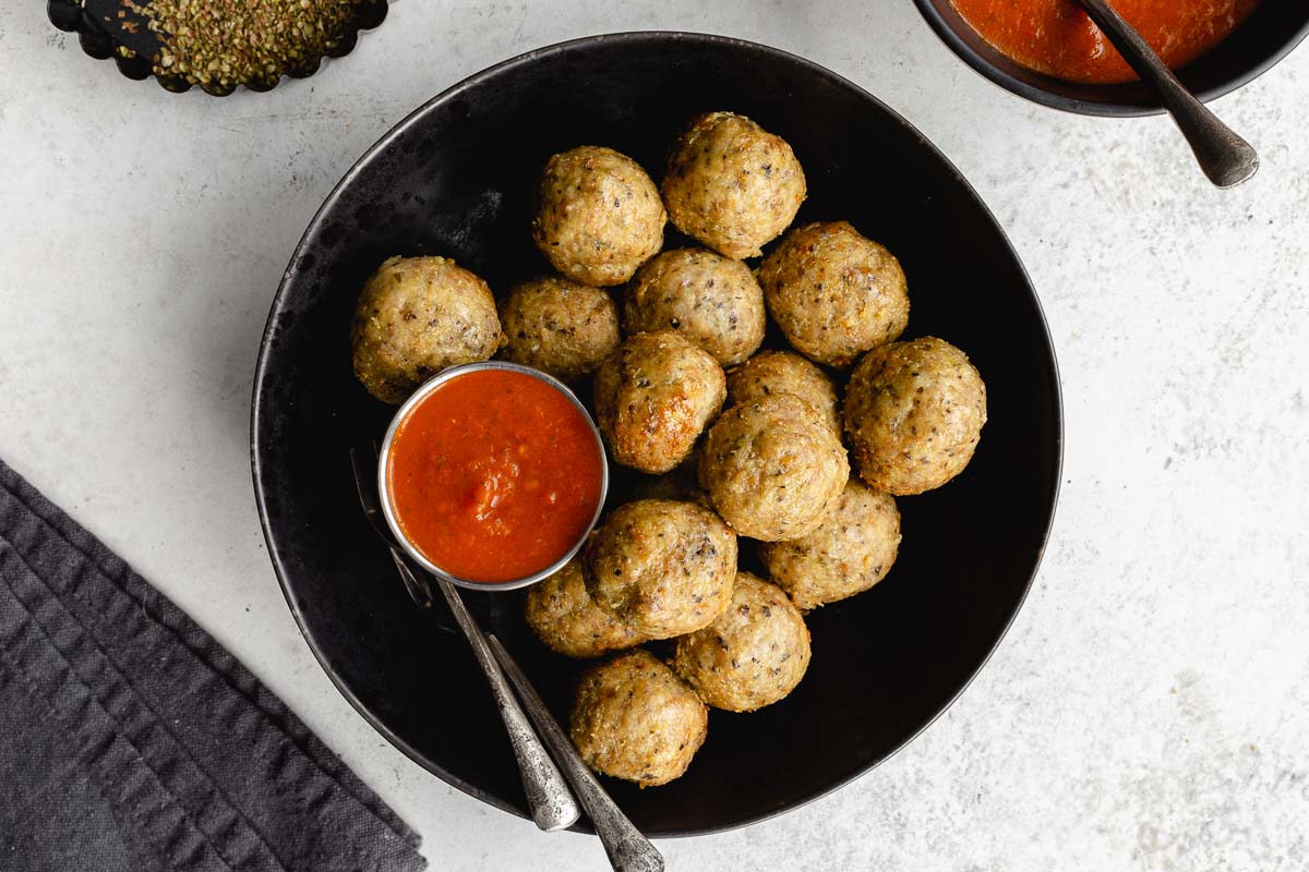 Air Fryer Chicken Meatballs Crumb Top Baking