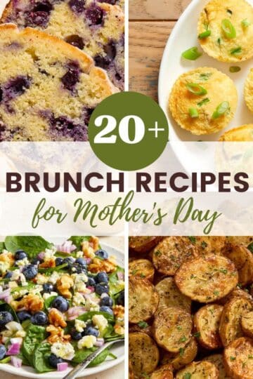 Collage of images representing Mother's Day brunch recipes.